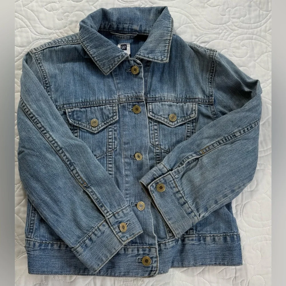 GAP Kids Blue Medium Wash Denim Button Classic Trucker Jean Jacket‎ Girl XL GUC
